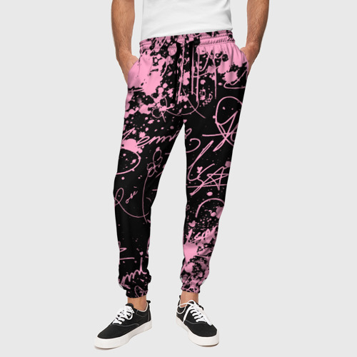Мужские брюки 3D Блэкпинк - автографы, цвет 3D печать - фото 4