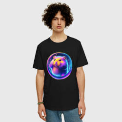 Мужская футболка хлопок Oversize Хомяк в пузыре - фото 2