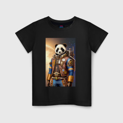Детская футболка хлопок Панда-космонавт - стимпанк - нейросеть