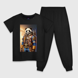 Детская пижама хлопок Панда-космонавт - стимпанк - нейросеть