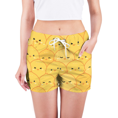 Женские шорты 3D с принтом Милые птенчики, фото на моделе #1