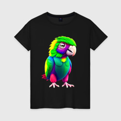 Мультяшный попугай – Женская футболка хлопок с принтом купить со скидкой в -20%