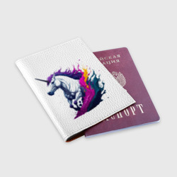 Обложка для паспорта матовая кожа Единорог в красках - фото 2