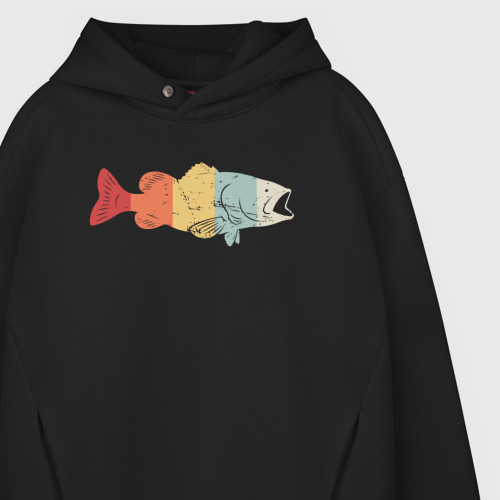 Мужское худи Oversize хлопок Color fish, цвет черный - фото 4