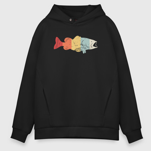 Мужское худи Oversize хлопок Color fish, цвет черный