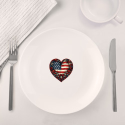 Набор: тарелка + кружка Сердце с цветами флаг США - фото 2