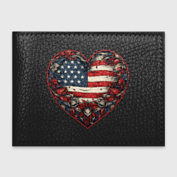 Обложка для студенческого билета Сердце с цветами флаг США