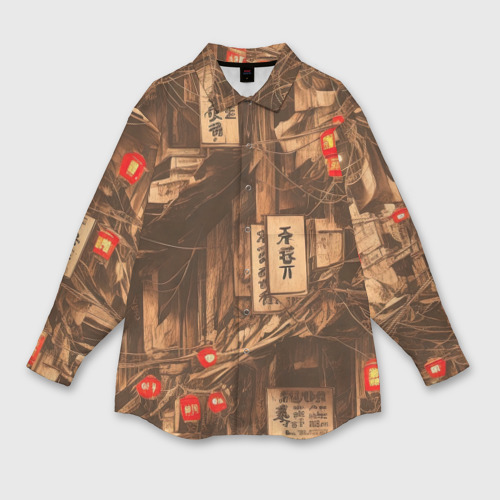 Женская рубашка oversize 3D с принтом Китайский квартал, вид спереди #2