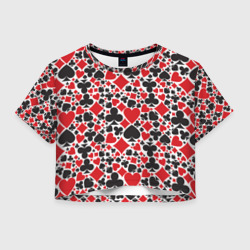 Женская футболка Crop-top 3D Карточные масти - символика