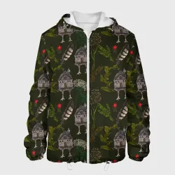 Мужская куртка 3D Избушки и перья
