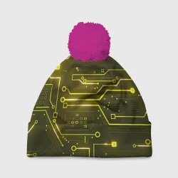 Шапка 3D c помпоном Системная плата арт