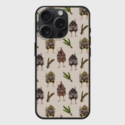 Чехол силиконовый для Apple iPhone 15 Pro Мax матовый Избушки и сосновые веточки