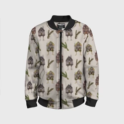 Детский бомбер 3D Избушки и сосновые веточки