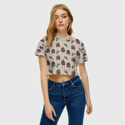 Женская футболка Crop-top 3D Избушки и сосновые веточки - фото 2