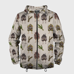 Мужская ветровка 3D Избушки и сосновые веточки