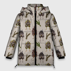 Женская зимняя куртка Oversize Избушки и сосновые веточки
