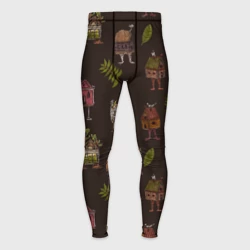 Мужские тайтсы 3D Много разных избушек