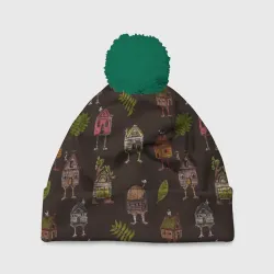 Шапка 3D c помпоном Много разных избушек