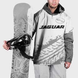 Накидка на куртку 3D Jaguar Speed на светлом фоне со следами шин: символ сверху