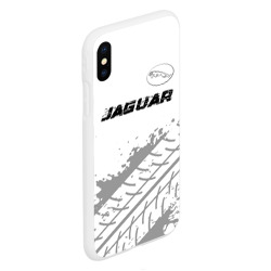 Чехол для iPhone XS Max матовый Jaguar Speed на светлом фоне со следами шин: символ сверху - фото 2