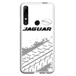 Чехол для Honor P Smart Z Jaguar Speed на светлом фоне со следами шин: символ сверху