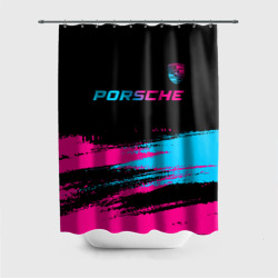 Штора 3D для ванной Porsche - neon gradient: символ сверху