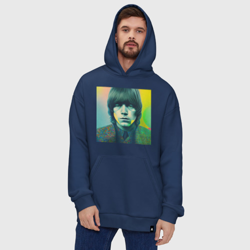 Худи SuperOversize хлопок Brian Jones Pop Glitch Art, цвет темно-синий - фото 5