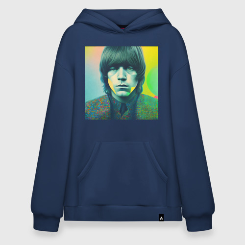 Худи SuperOversize хлопок Brian Jones Pop Glitch Art, цвет темно-синий