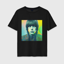 Женская футболка хлопок Oversize Brian Jones Pop Glitch Art