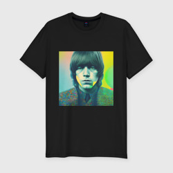 Мужская футболка хлопок Slim Brian Jones Pop Glitch Art