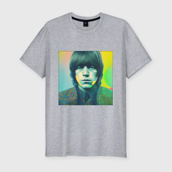 Мужская футболка хлопок Slim Brian Jones Pop Glitch Art