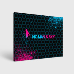Холст прямоугольный No Man's Sky - neon gradient: надпись и символ