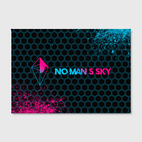 Холст прямоугольный No Man's Sky - neon gradient: надпись и символ, цвет 3D печать - фото 2