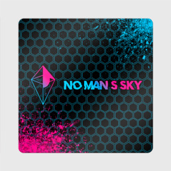 Магнит виниловый Квадрат No Man's Sky - neon gradient: надпись и символ