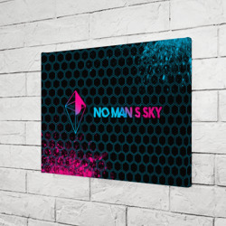 Холст прямоугольный No Man's Sky - neon gradient: надпись и символ - фото 2