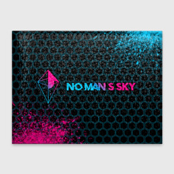 Обложка для студенческого билета No Man's Sky - neon gradient: надпись и символ