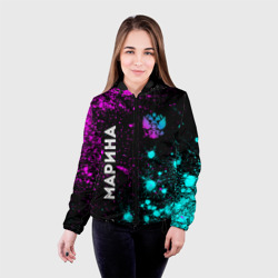 Женская куртка 3D Марина и неоновый герб России: надпись, символ - фото 2