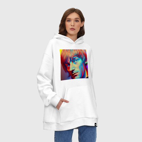 Худи SuperOversize хлопок Brian Jones Cartoon Glitch Art, цвет белый - фото 4