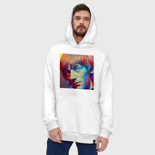 Худи SuperOversize хлопок Brian Jones Cartoon Glitch Art, цвет белый - фото 5