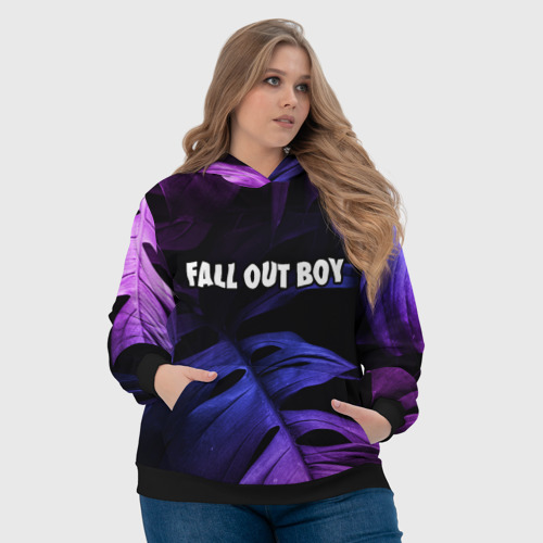 Женская толстовка 3D Fall Out Boy neon monstera, цвет 3D печать - фото 6