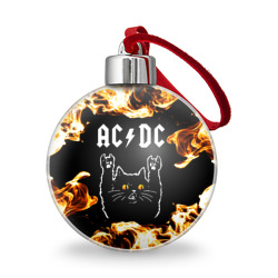 Ёлочный шар AC DC рок кот и огонь