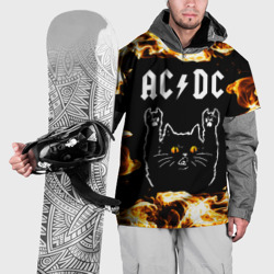 Накидка на куртку 3D AC DC рок кот и огонь