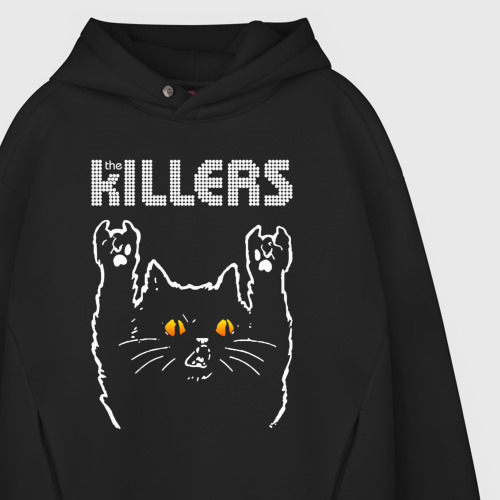 Мужское худи Oversize хлопок The Killers rock cat, цвет черный - фото 4