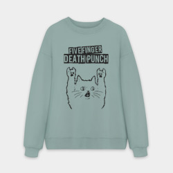 Мужской свитшот oversize без начеса хлопок Five Finger Death Punch - rock cat