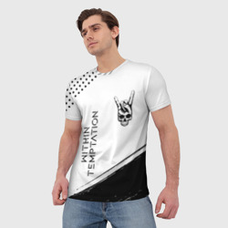 Мужская футболка 3D Within Temptation и рок символ на светлом фоне - фото 2