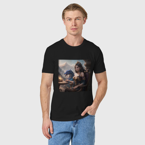 Мужская футболка хлопок Принцесса драконов, цвет черный - фото 3