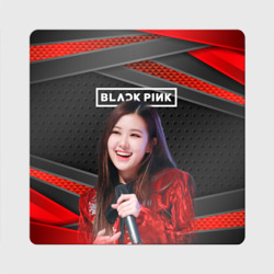 Магнит виниловый Квадрат Rose Blackpink black red