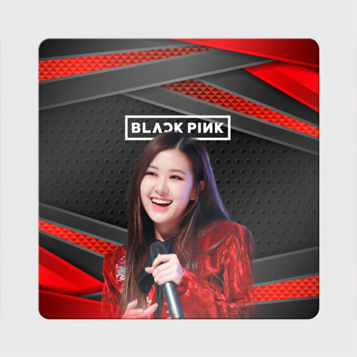 Магнит виниловый Квадрат Rose Blackpink black red