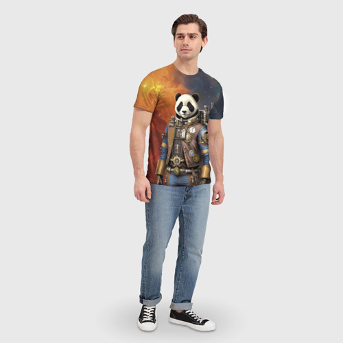 Мужская футболка 3D Панда-космонавт - стимпанк, цвет 3D печать - фото 5