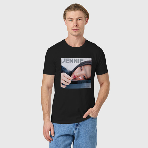 Мужская футболка хлопок с принтом Blackpink Jennie, фото на моделе #1